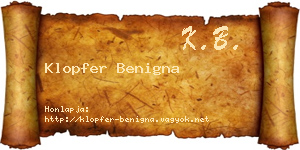 Klopfer Benigna névjegykártya